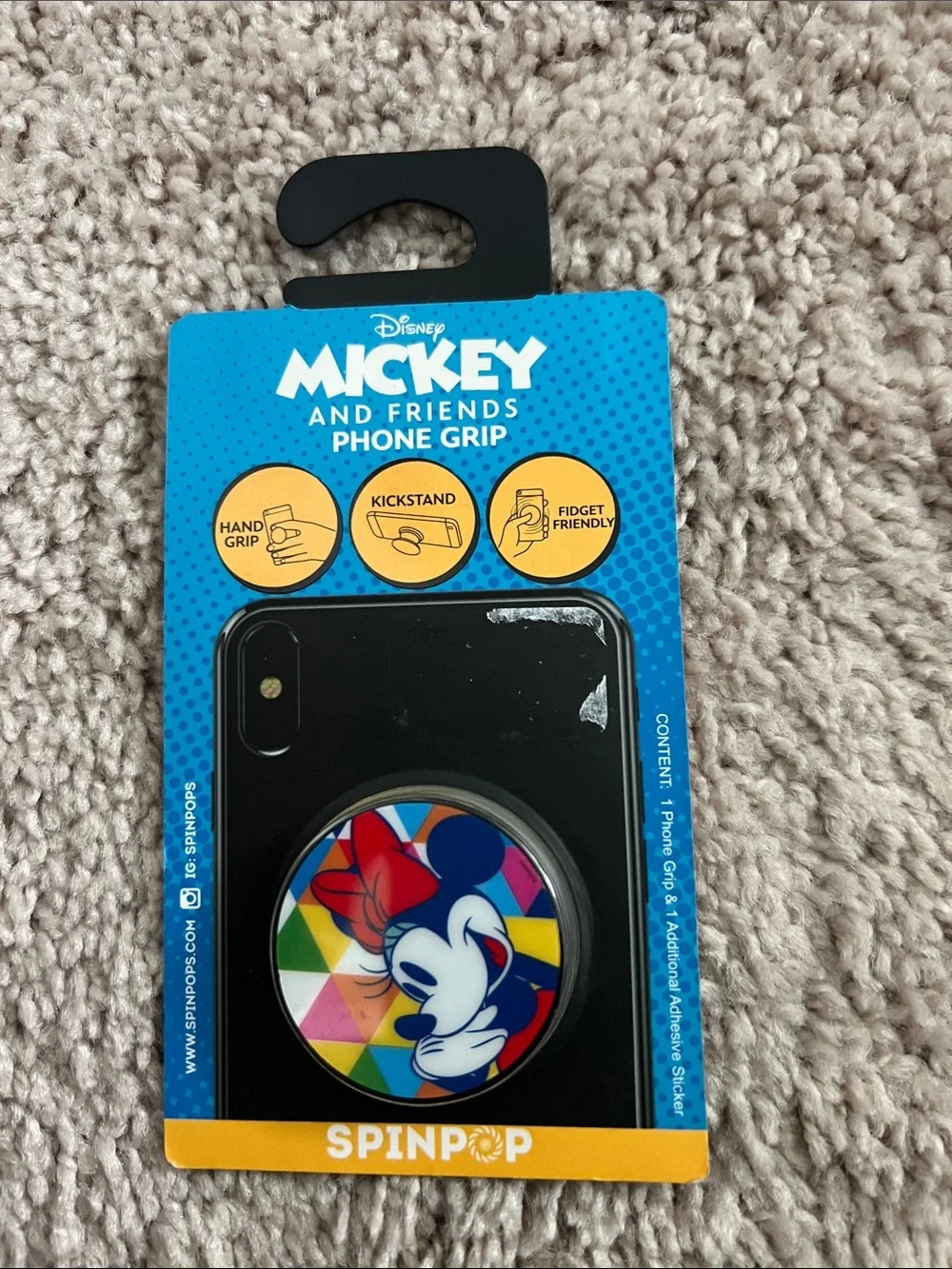 Disney Minnie Mouse Multicolor Geometric Phone Grip with Black Base